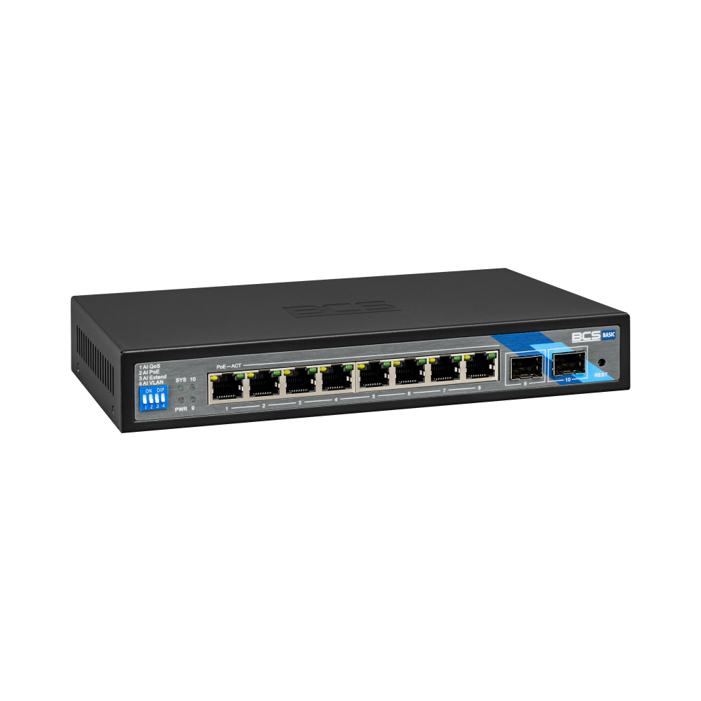 8 portowy switch PoE BCS-B-SP08G-2SFP BCS BASIC - obrazek 3
