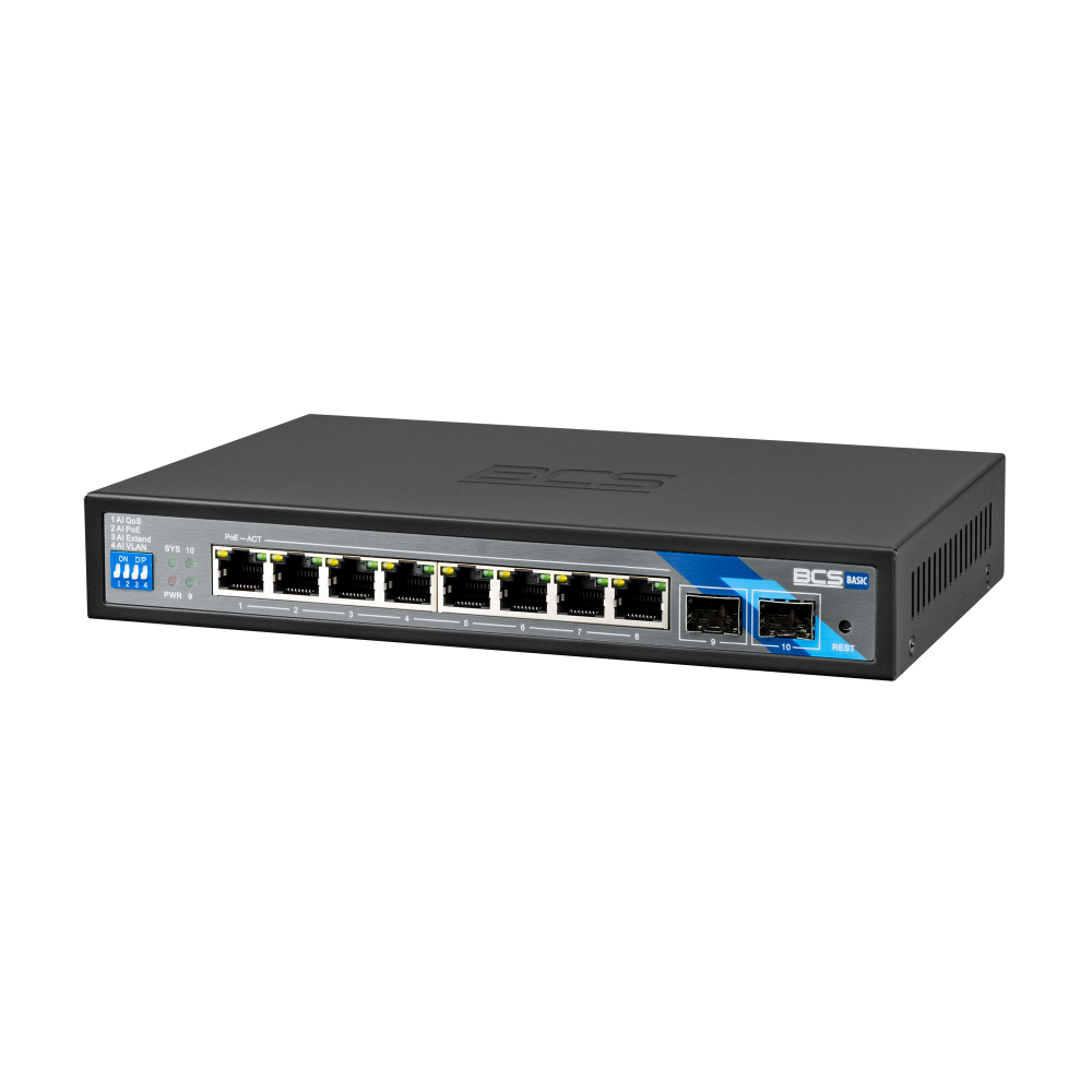 8 portowy switch PoE BCS-B-SP08G-2SFP BCS BASIC - obrazek 4