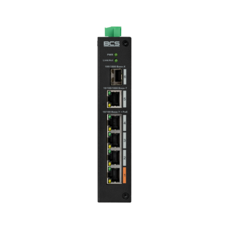 4 portowy przemysłowy switch PoE na szynę DIN BCS-L-SP0401G-1SFP(2) BCS LINE