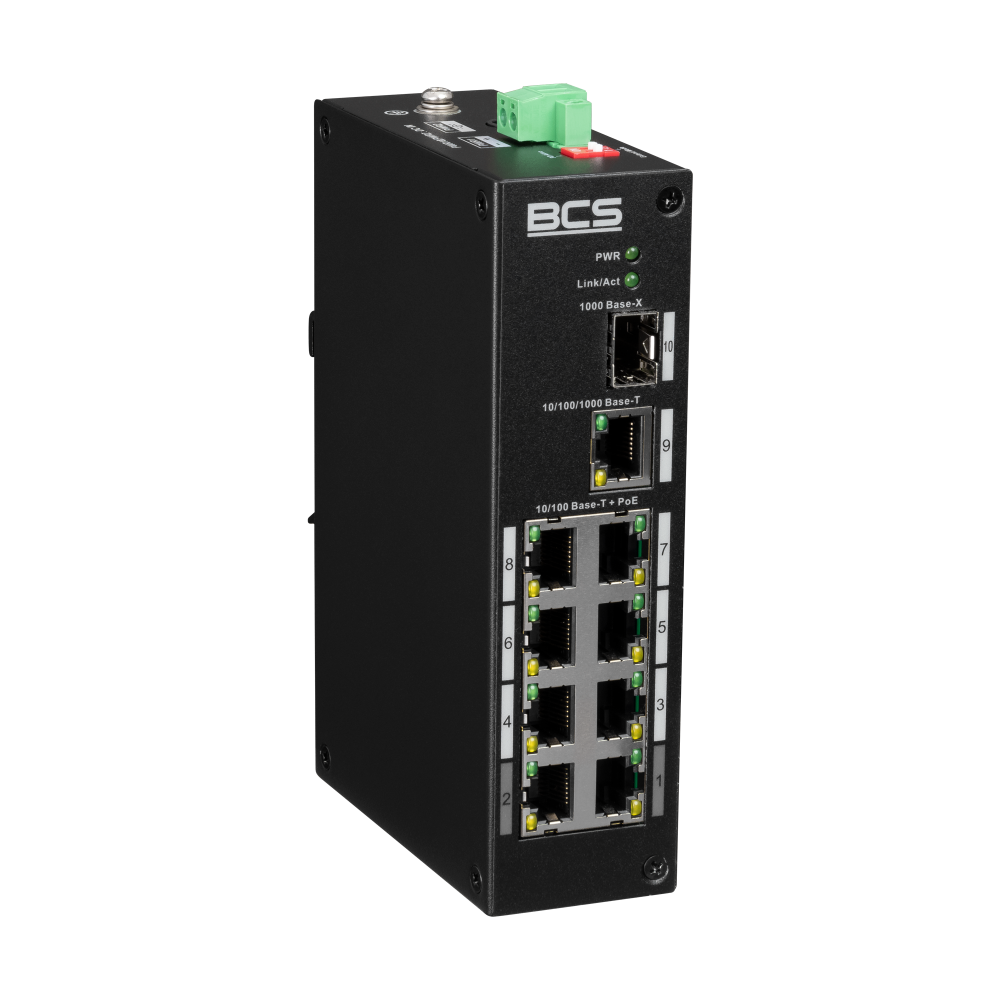 8 portowy przemysłowy switch PoE na szynę DIN BCS-L-SP0801G-1SFP(2) BCS LINE - obrazek 4