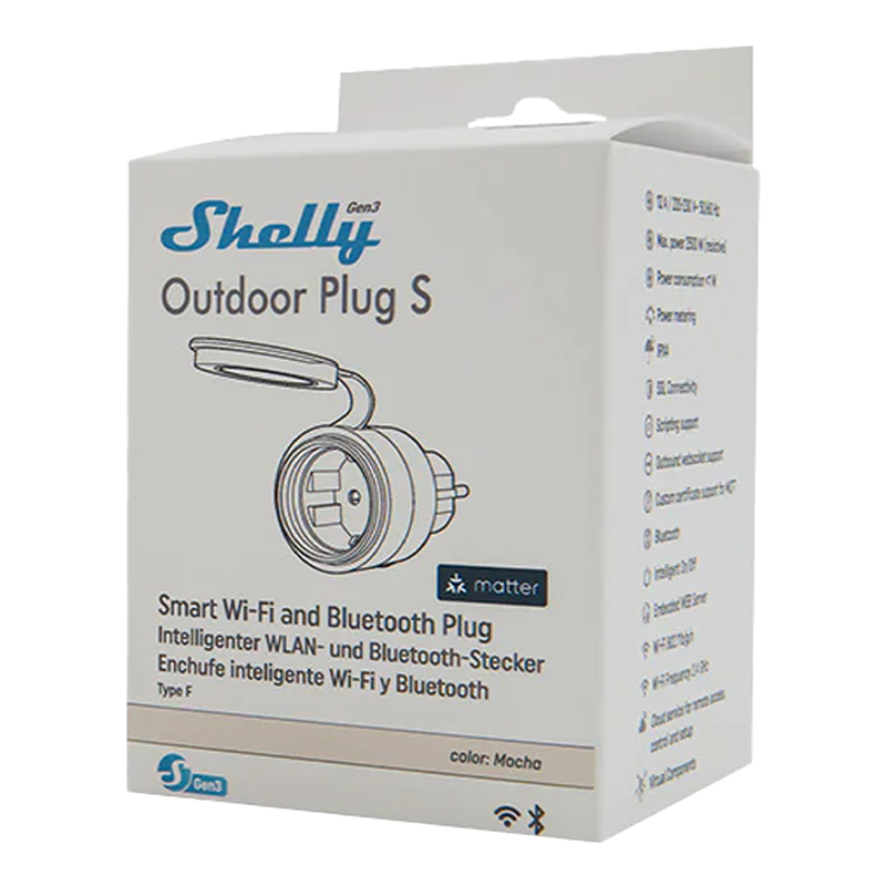Gniazdko inteligentne SHELLY Plug S MTR Gen3 IP44 12A - obrazek 4