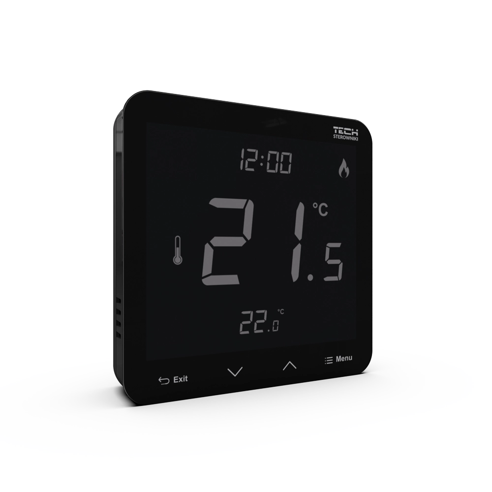 Elegancki Czarny Regulator Pokojowy T-3.1: Przewodowy Bateryjny Panel Szklany WG.11.0590 - obrazek 2