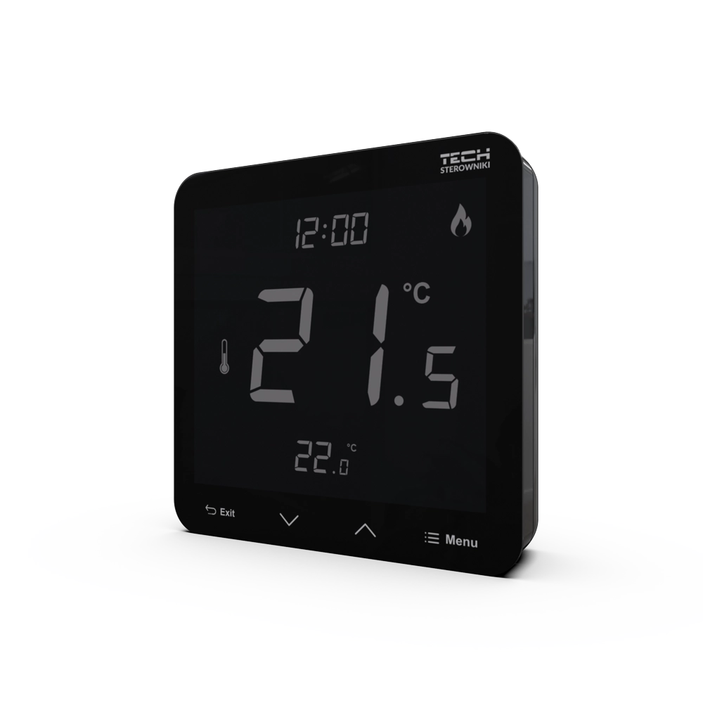 Elegancki Czarny Regulator Pokojowy T-3.1: Przewodowy Bateryjny Panel Szklany WG.11.0590 - obrazek 4